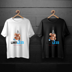 طرح لایه باز خرس تدی با قلم مو و سطل رنگ آبی برای چاپ روی انواع تیشرت